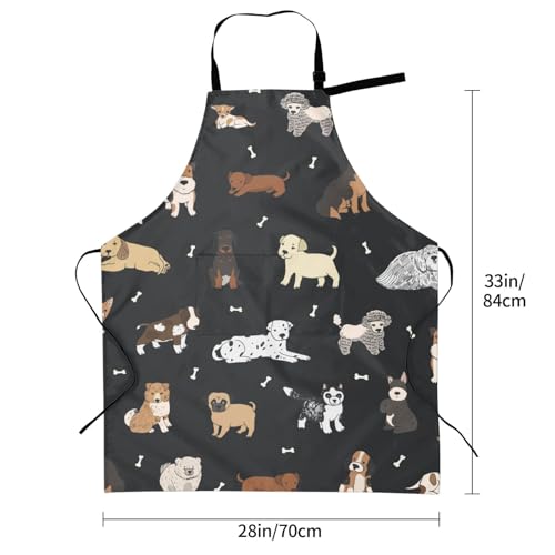 Puppy Dogs Waterproof Adjustable Bib Apron with 2 Pockets, Cooking Gardening Grilling Kitchen Chef Apron for Women - color: Puppy Dog