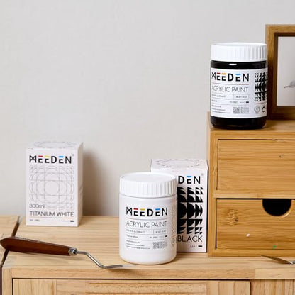 MEEDEN Mars Black Acrylic Paint: 300ml/ 10oz Heavy Body Gloss Black Paint - Thick Art Paints for Professional Artists Painting on Canvas - color: Intense Black - 300ml