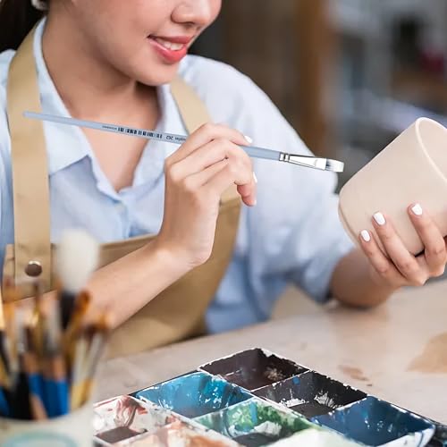 XDT#262 Bright Artist Paint Brush 10 Piece Set Medium Stiff Nylon Hair Extra Long Handle #1#2#3#4#5#6#7#8#9#10, Acrylic Oil Watercolor - size: Bright 10Pc