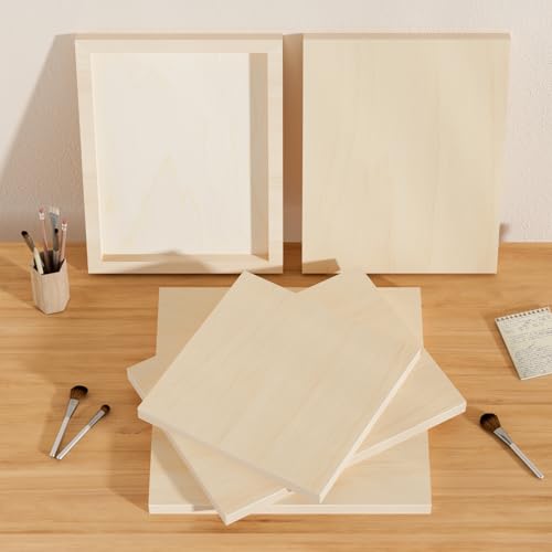 Wooden Art Panels for DIY Painting - Mother's Day Gifts, Christmas Crafts & Home Décor | 8x8 Inch Canvas Wood Boards, Unfinished Wooden Canvas for Adults (4-Pack) - size: 8*8-4