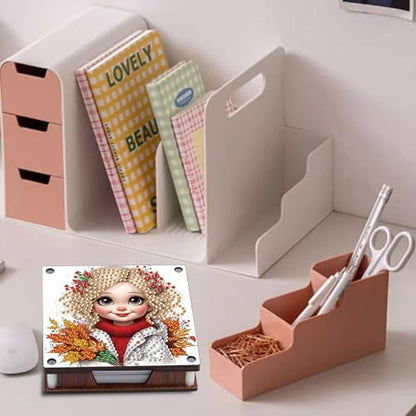 JISHSHAY 2 PCS Diamond Art Note Box Fairy Diamond Painting Note Pad Holder Elf Gem Painting Fairy Gem Art Memo Boxes Mosaic Kits for Adults Embroidery Kit Memo Pad Holder, Contains 120 Sheets of Paper - color: Elf 2