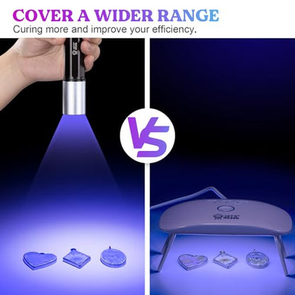 LET'S RESIN UV Light for Resin Curing, Portable Mini 365nm UV Flashlight Black Light, Faster Cure LED Waterproof UV Lamp Rechargeable for Resin Molds, Pet Urine, Dry Stains, Bed Bug - size: uv flashlight