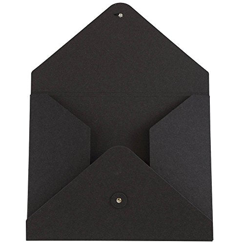 JAM PAPER Kraft Portfolio with Button and String Tie - Medium - 9 1/2 x 12 x 1/4 - Black Recycled - Sold Individually - color: Black Recycled, size: Medium (9 1/2" x 12" x 1/4")