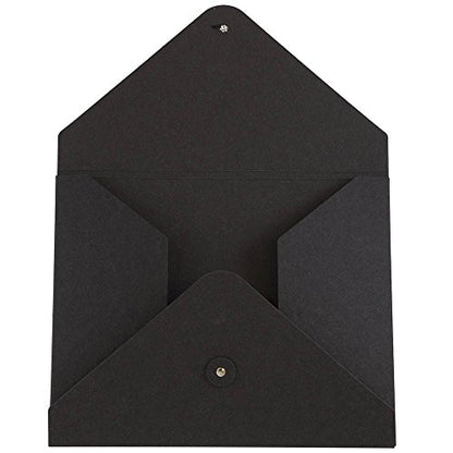 JAM PAPER Kraft Portfolio with Button and String Tie - Medium - 9 1/2 x 12 x 1/4 - Black Recycled - Sold Individually - color: Black Recycled, size: Medium (9 1/2" x 12" x 1/4")