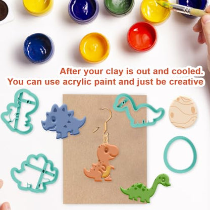 beinkmake 19Pcs Jurassic Dinosaur Polymer Clay Cutters Cute Clay Earrings Cutters Polymer Jewelry Cutter for Earrings Making Birthday Party DIY Supplies - style: Dinosaur