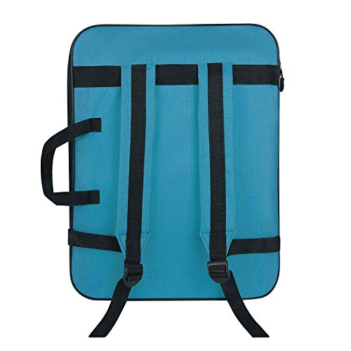 haozaikeji A3 Artist Portfolio Carry Case Bag Portable Waterproof Canvas Shoulder Bag Painting Pad Backpack for Sketching Painting Art Supplies with Shoulder Straps & Carry Handle - color: Blue