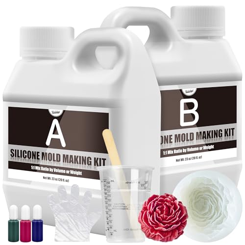 ﻿Silicone Mold Making Kit - 46oz Translucent Liquid Silicone Rubber 1:1 Mixing for Mold Making, Fast Curing Molding Casting Kit for Resin, Candle Molds, Soap Molds, DIY, Includes 3 Color Pigments - color: Translucent, 46oz