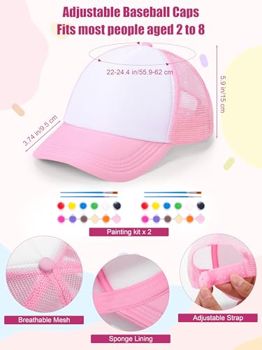 Aneco DIY Blank Trucker Hats Kit Adjustable Baseball Caps | Embroidered Patches, Paint Tools Included, Craft Kit, Sports Events, Group Activity, Party Favor - color: Multicolor