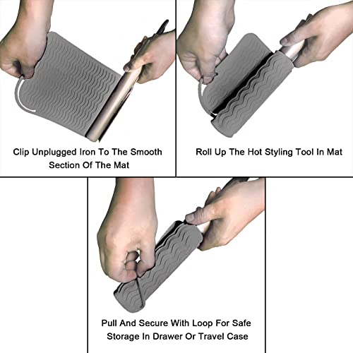 9" X 6.5" Silicone Heat Resistant Travel Mat, Anti-Heat Pad Cover for Hair Straighteners, Curling Irons, Flat Irons and Other Hair Styling Tools - Gray - color: Gray