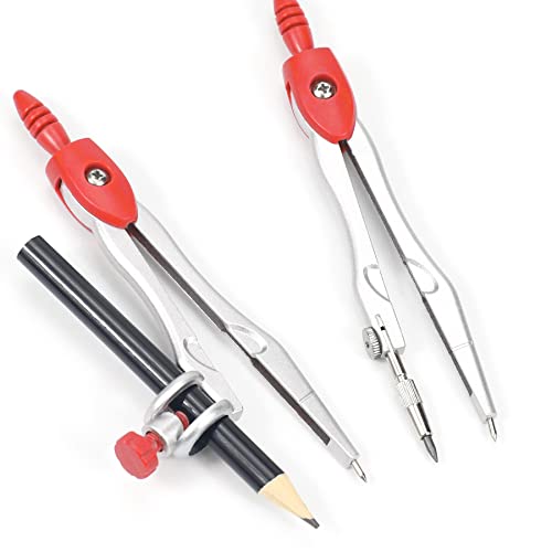 Unjoo Math Geometry Sets 10 Piece Student Supplies with Shatterproof Storage Box,Includes Rulers,Protractor,Compass,Eraser,Pencil Sharpener,Lead Refills,Pencil,for Drafting and Drawings (Red)） - color: Red1