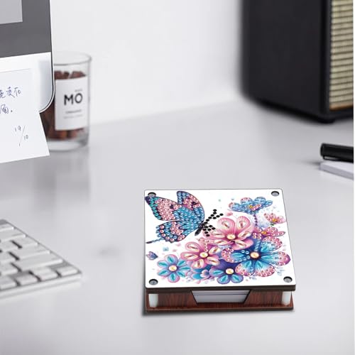 JISHSHAY 2 PCS Diamond Art Note Box Flower Diamond Painting Note Pad Holder Butterfly Gem Painting Gem Art Memo Boxes Mosaic Kits for Adults Embroidery Kit Memo Pad Holder,Contains 120 Sheets of Paper - color: Flower 3