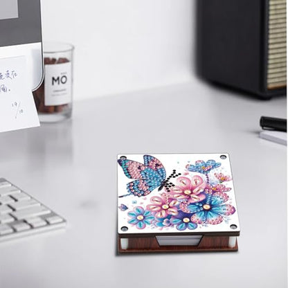 JISHSHAY 2 PCS Diamond Art Note Box Flower Diamond Painting Note Pad Holder Butterfly Gem Painting Gem Art Memo Boxes Mosaic Kits for Adults Embroidery Kit Memo Pad Holder,Contains 120 Sheets of Paper - color: Flower 3