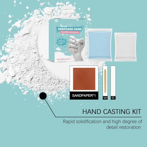 Hand Casting Kit - Plaster Powder Decor, Memory Keepsake Molding System with Casting Materials, Detailed Sculpture Making Kit, Romantic Creative Craft Project for Couples Family Parent
