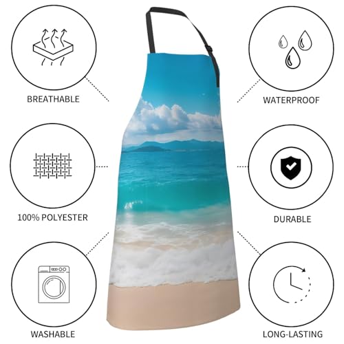 KKdskkds Tribal Boho Geometric Multi-Purpose Adjustable Waterproof Apron With Pocket For Men Women - color: Sunshine Ocean and Wave