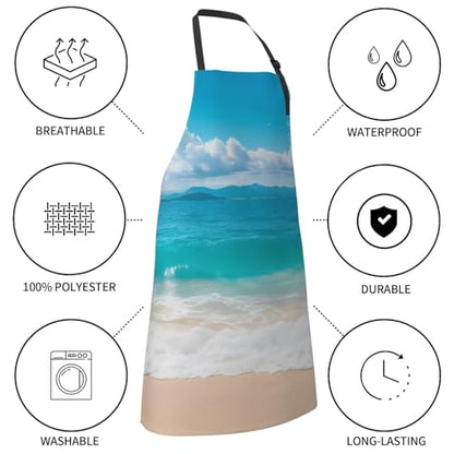 KKdskkds Tribal Boho Geometric Multi-Purpose Adjustable Waterproof Apron With Pocket For Men Women - color: Sunshine Ocean and Wave