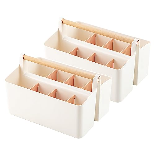 2 Pack Art Caddy Organizer Portable,Marker Box, Large Pen Holder for Desk, Art Supply Storage Bin with Adjustable Dividers for Colored Pencils,Markers,Craft Organizers (Pink Divider) - color: Pink Divider