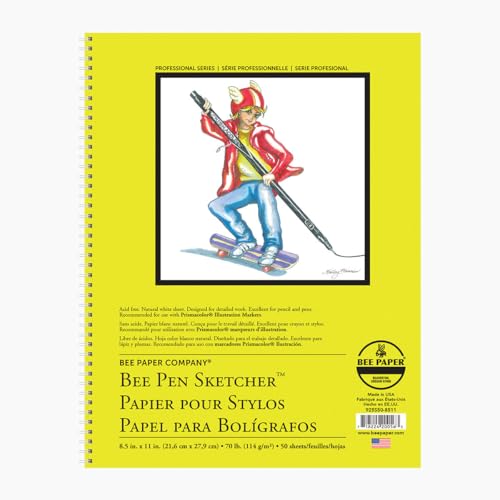 Bee Paper Pen Sketchers Pad, 5-1/2-Inch by 8-1/2-Inch - size: 5-1/2-inch x 8-1/2-inch, 50 Sheet Wire Bound Pad