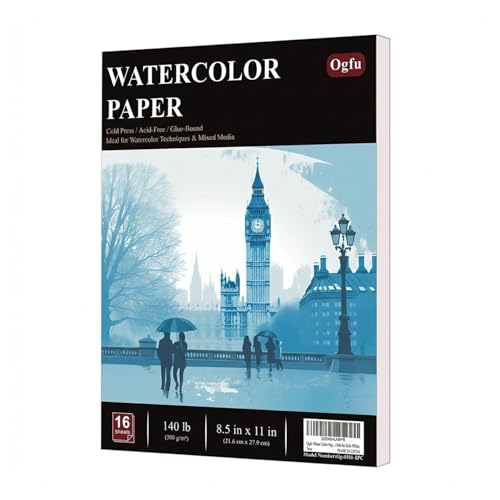 Water Color Paper 8.5 x 11, Water Color Sketch Books 16 Sheets (32 Pages), Cold Pressed 140 lb Watercolor Paper Pad, 300gsm Thick Paper for Watercolor Painting, Drawing & Art Supplies. - size: 8.5"X11" (Pack of 1) Fold-Over