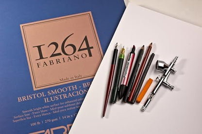 Fabriano 1264 Bristol Smooth Pad, 14" x 17", Glue Bound, 100 lb., 3-Pack - size: 14" x 17", 3-Pack