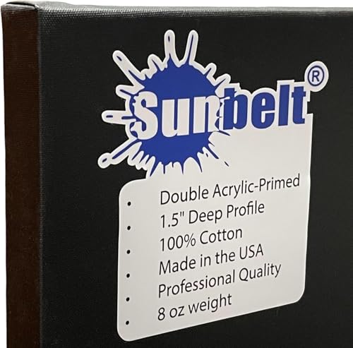 SUNBELT Black Primed Gallery Wrapped Stretched Art Canvas, 1.5" Deep Profile (12x12) - size: 12x12"