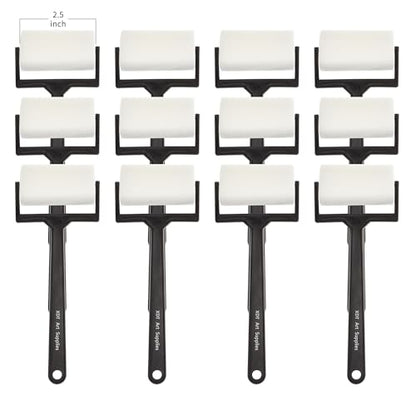 XDT 2.5Inch Foam Roller & Sponge Roller Set – 12 Pack Multi-Purpose Paint Rollers for Painting, Staining & Crafting Art Supplies, Mini Paint Roller for Young Artists - size: Foam Roller 2.5 Inch