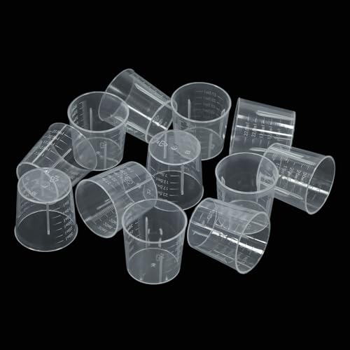 100 Pcs Plastic Graduated Cups, 1oz/30ml Transparent Scale Cups, Epoxy Mixing Cup with 50 Pcs Wooden Stirring Sticks