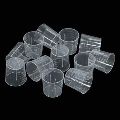 100 Pcs Plastic Graduated Cups, 1oz/30ml Transparent Scale Cups, Epoxy Mixing Cup with 50 Pcs Wooden Stirring Sticks