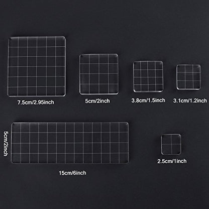 Whaline 6 Pieces Acrylic Stamp Block Clear Stamping Tools Set with Grid Lines for Scrapbooking Crafts Card Making, Assorted Sizes | with Grid Lines, Stamping Tools, for Scrapbooking, Card Making, DIY Crafts