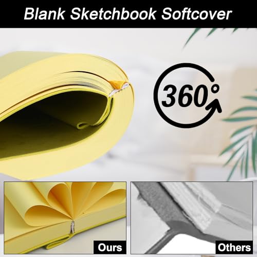 Thick Blank Journal Notebook 400 Pages With Pen Holder ，100gsm Thick Color Paper Fruit A6 Unlined Plain Sketchbook ，No Lines Notebook Soft Leather Unlined Pocket Blank Notebook For Women Drawing Book Memo Writing Sketch Diary 3.9 × 5.5 (Avocado-Green) - s
