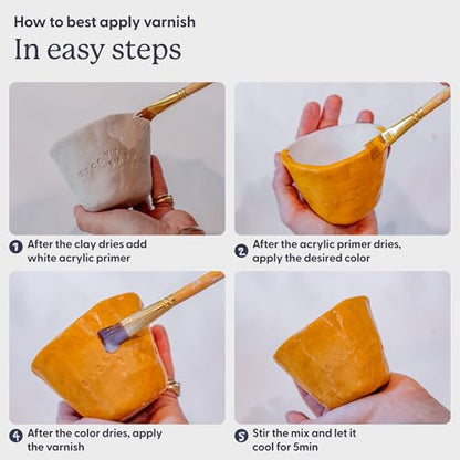 Sculpd 70 ml Air Dry Clay Glaze - Matte, Scratch Resistant and Waterproof Pottery Glaze, Matte Varnish for Air Dry Clay - color: Matte Varnish, size: 70 ml