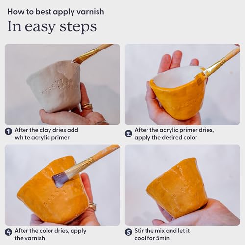 Sculpd 70 ml Air Dry Clay Glaze - Matte, Scratch Resistant and Waterproof Pottery Glaze, Matte Varnish for Air Dry Clay - color: Matte Varnish, size: 70 ml