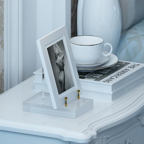 Acrylic Easel Display Stand with Adjustable Gold-Toned Hardware for Pictures, Crystal Clear Acrylic Stand with Floating Appearance for Cookbook, Invitation and Plates