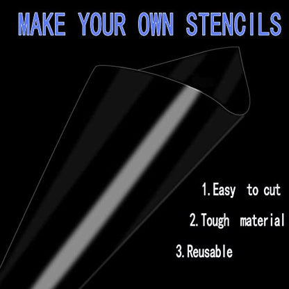 Arzok 38pcs 4mil Blank Stencil Material, Transparent- Make Your own Stencil, 4mil 38pcs, 12 inches x12 inches - size: 38pcs 4mil