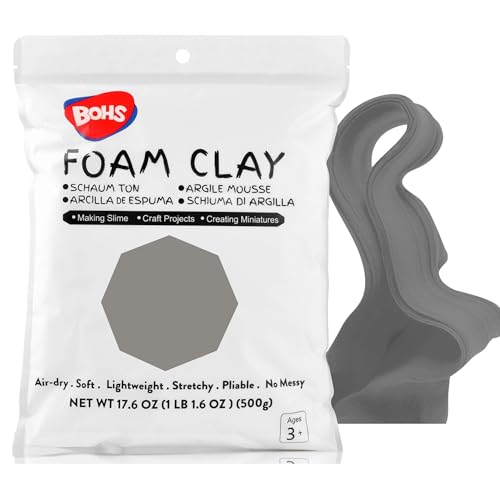 BOHS Gray Modeling Foam Clay - 1.1 Lbs, Squishy,Soft, Air Dry -for Flower Mirror,Cosplay,Fake Bake, Slime Supplies-500g - color: Gray, size: 500 g