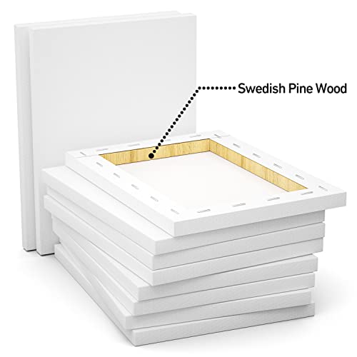 GOTIDEAL Stretched Canvas, 5x7 Inch Set of 10, Primed White - 100% Cotton Artist Canvas Boards for Painting, Acrylic Pouring, Oil Paint Dry & Wet Art Media - color: White, size: 5"x7"
