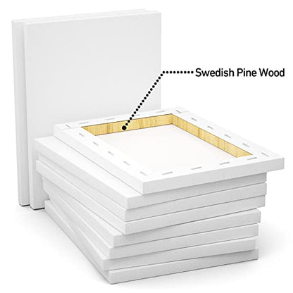 GOTIDEAL Stretched Canvas, 8x10 Inch Set of 10, Primed White - 100% Cotton Artist Canvas Boards for Painting, Acrylic Pouring, Oil Paint Dry & Wet Art Media - color: White, size: 8"x10"