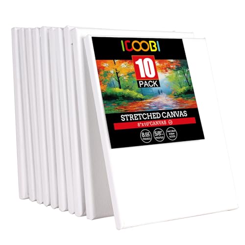 10 Pack 8x10 Stretched Canvases for Painting 100% Cotton White Painting Canvas, Art Canvases for Oil, Acrylic Paint & Other Painting Media - size: 8x10 (10Pack)
