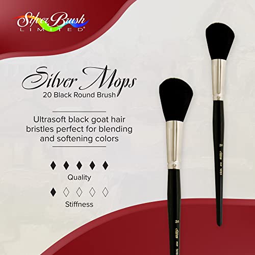 Silver Brush 5618S-20 Silver Mop Short Handle Blender Brush, Black, Round, Size 20 - size: Size 20