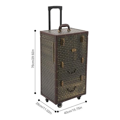 Lockable Makeup Train Case,55.1lbs Rolling Hairdressing Trolley,Beauty Salon Cosmetic Luggage with Universal Wheels for Hair Stylist,Make-up Artists (Brown) - color: Brown