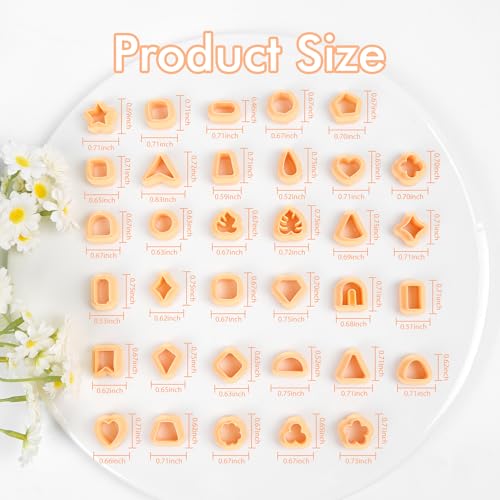 Puocaon Small Polymer Clay Cutters - 34 Shapes Stud Earring Clay Cutters Heart Diamond Monstera Circle