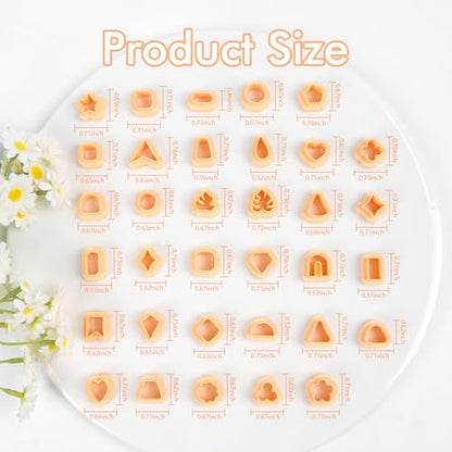 Puocaon Small Polymer Clay Cutters - 34 Shapes Stud Earring Clay Cutters Heart Diamond Monstera Circle