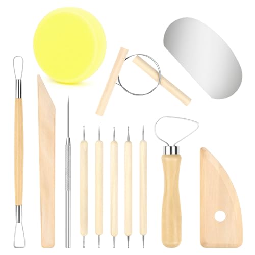 13 Pcs Clay Tools Kit, Pottery & Clay Sculpting Tools, Polymer Clay Tools for Adults, Pottery Craft, Drawing, Dotting, Baking, Carving, Molding, Modeling, Shaping