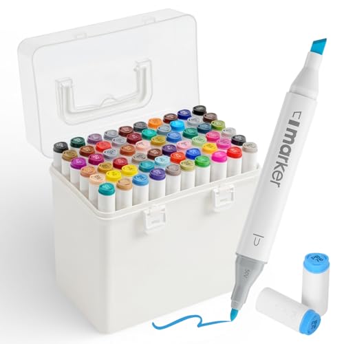 Alcohol Markers Brush and Fine Tip,60 Colors Dual Tip Art Coloring Markers Set,Drawing Markers, Coloring Marker for Kids Adult Book Drawing Sketching Painting.