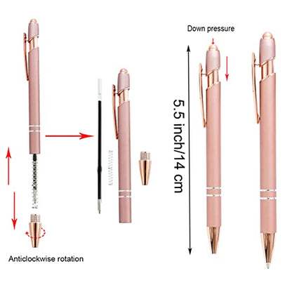 PASISIBICK 12 Pieces Rose Gold Inspirational Motivational Quotes Snarky Screen Touch Stylus Ballpoint Pens, Office Encouraging Scriptures, Black Ink (Rose Gold,Motivational) - color: Rose Gold,Motivational