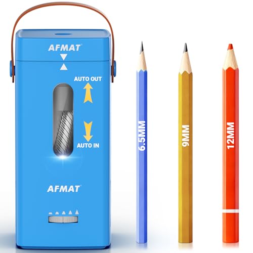 AFMAT Electric Pencil Sharpener, Fully Automatic Pencil Sharpener, Auto in & Out, Rechargeable Hands-Free Sharpeners for Jumbo & Colored Pencils (6.5-12mm), Portable for Home/Classroom/Office PSC6 - color: Sky Blue