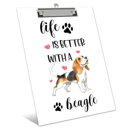 Dog Clipboard, Beagles Gifts ClipBoards with Low Profile Clip for Woman Man Teachers Students, Beagle ClipBoards Suitable for School Office, 12.6 x 9 Inch Size - C05 - style: Life Is Better With A Beagle