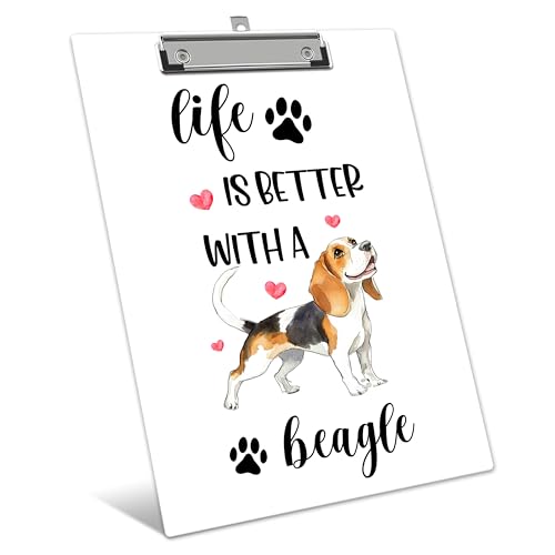 Dog Clipboard, Beagles Gifts ClipBoards with Low Profile Clip for Woman Man Teachers Students, Beagle ClipBoards Suitable for School Office, 12.6 x 9 Inch Size - C05 - style: Life Is Better With A Beagle