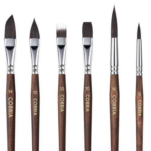 Watercolor Brushes Professional, Paint Brush Set Variety Shapes with Flat, Round Pointed, Dagger, Cat's Tongue Oval Wash Perfect for Watercolor Gouache Acrylic Inks Painting - size: 2