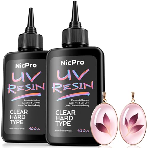 Nicpro UV Resin 200g, 2 PCS Crystal Clear UV Glue Hard, High Viscosity & Quick Curing UV Epoxy Resin Kit for Jewelry Making, Craft, Doming, Coating and Casting - size: 200 g