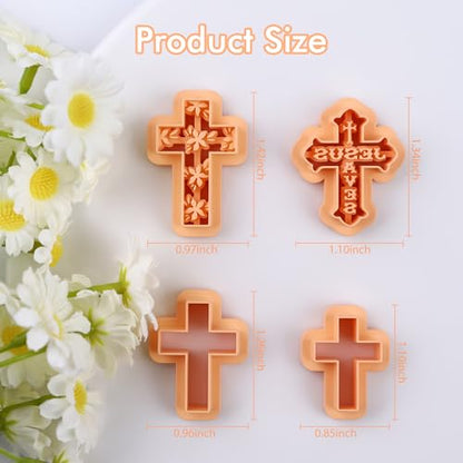 Puocaon Cross Polymer Clay Cutters - Christian Cross Clay Cutters for Polymer Clay Earrings Jewelry, Jesus Saves Cross Clay Cutters, Flower Christian Cross Polymer Clay Cutters for Earrings Jewelry